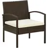 vidaXL Chaise de jardin avec coussin Résine tressée Marron