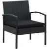 vidaXL Chaise de jardin avec coussin Résine tressée Noir