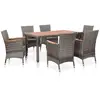 vidaXL Salon de jardin 7 pcs avec coussins Résine tressée Gris