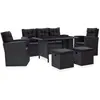 vidaXL Salon de jardin 6 pcs avec coussins Résine tressée Noir