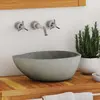 vidaXL vidaXL Lavabo en pierre de rivière Ovale (37-46)x(29-36) cm