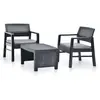 vidaXL Salon de jardin 3 pcs Plastique Anthracite