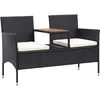 vidaXL Banc de jardin 2places et table à thé 143cm Résine tressée Noir