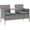 Banc de jardin 2 places et table à thé en résine tressée gris - VidaXL