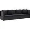 vidaXL Lit de jardin avec coussin et oreiller Résine tressée Noir