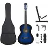 vidaXL Jeu de guitare classique de débutant 12 pcs Bleu 4/4 39"