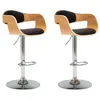 vidaXL Chaises de bar lot de 2 noir bois courbé et similicuir