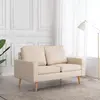 vidaXL Canapé à 2 places Crème Tissu