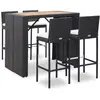 vidaXL Ensemble de bar 5 pcs Résine tressée et bois d'acacia Noir