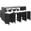 vidaXL Ensemble de bar d'extérieur 9 pcs Résine tressée Noir