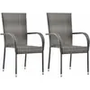 Chaises empilables d'extérieur 2 pcs Gris Résine tressée Vidaxl Gris