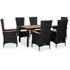 vidaXL Ensemble à manger d'extérieur 7pcs Résine tressée acacia Noir