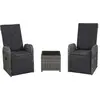 vidaXL Mobilier de bistro 3 pcs avec coussins Résine tressée Gris