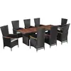 vidaXL Salon de jardin 9 pcs avec coussins Résine tressée Noir