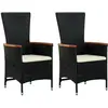 vidaXL Chaises d'extérieur 2 pcs avec coussins Résine tressée Noir