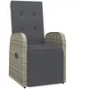 vidaXL Chaise inclinable de jardin et coussin Résine tressée Gris