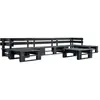 vidaXL Canapés de jardin palette 6 pcs Noir Bois