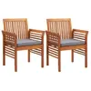 vidaXL Chaises à dîner de jardin et coussins 2pcs Bois d'acacia massif