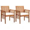 vidaXL Chaises à dîner de jardin et coussins 2pcs Bois d'acacia massif