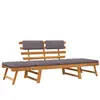 vidaXL Chaise longue avec coussin 2-en-1 190 cm Bois solide d'acacia