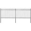 vidaXL Clôture de jardin avec dessus en lance Acier 3,4x1,2 m Noir