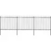 vidaXL Clôture de jardin avec dessus en lance Acier 5,1 x 1,5 m Noir