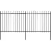 vidaXL Clôture de jardin avec dessus en lance Acier 3,4 x 1,5 m Noir