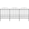 vidaXL Clôture de jardin à dessus en lance Acier (1,75-2)x5,1 m Noir