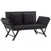 vidaXL Banc de jardin avec coussins 176 cm Noir Résine tressée