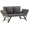 vidaXL Banc de jardin avec coussins 176 cm Gris Résine tressée