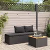 vidaXL Chaise longue avec coussins Résine tressée Noir
