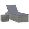 vidaXL Chaise longue avec coussin et table à thé Résine tressée Gris