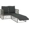 vidaXL Salon de jardin 2 pcs avec coussins Résine tressée Gris