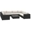 vidaXL Salon de jardin 9 pcs avec coussins Résine tressée Noir