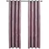 vidaXL Rideaux occultants avec anneaux 2 pcs Velours Rose 140x245 cm