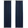 vidaXL Rideaux occultants avec crochets 2 pcs Bleu 140x175 cm