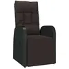 vidaXL Chaise inclinable de jardin et coussin Résine tressée Noir