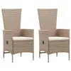 vidaXL Chaises d'extérieur 2 pcs avec coussins Résine tressée Beige