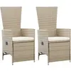 vidaXL Chaises inclinables 2 pcs et coussins Résine tressée Beige