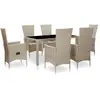 vidaXL Salon de jardin avec coussins 7 pcs Résine tressée Beige