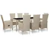 vidaXL Salon de jardin avec coussins 9 pcs Résine tressée Beige