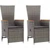 vidaXL Chaise inclinable de jardin 2pc et coussins Résine tressée Gris