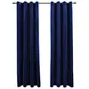 vidaXL Rideaux occultants et anneaux 2pcs Velours Bleu foncé 140x225cm