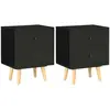 vidaXL Tables de chevet 2 pcs Noir 40 x 30 x 50 cm Pin massif