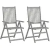 vidaXL Chaises inclinables de jardin 2 pcs Gris Bois solide d'acacia