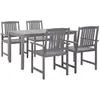 Ensemble à manger d'extérieur 5 pcs Gris Bois d'acacia solide vidaXL