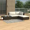 vidaXL Salon de jardin 4 pcs avec coussins Résine tressée Marron