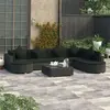 vidaXL Salon de jardin 8 pcs avec coussins Résine tressée Noir