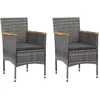 vidaXL Chaises de salle à manger de jardin 2 pcs Résine tressée Gris