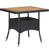 vidaXL Table d'extérieur Noir Résine tressée et bois d'acacia solide